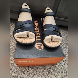 Merrell Black Strappy Cork Insole Sandals